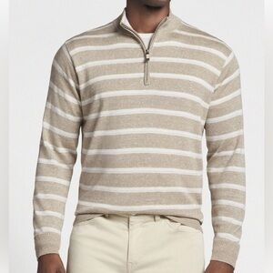 PETER MILLAR SEASIDE LONG BAY STRIPE PULLOVER SWEATSHIRT Men’s SZ L WOOL /LINEN